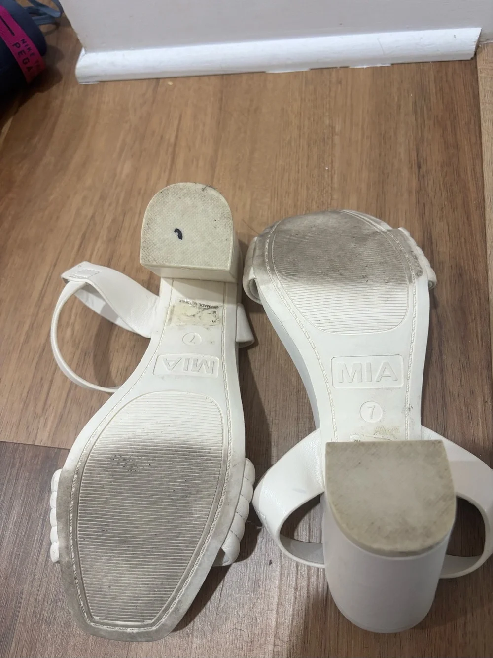 MIA White Strappy Block Heel Sandals